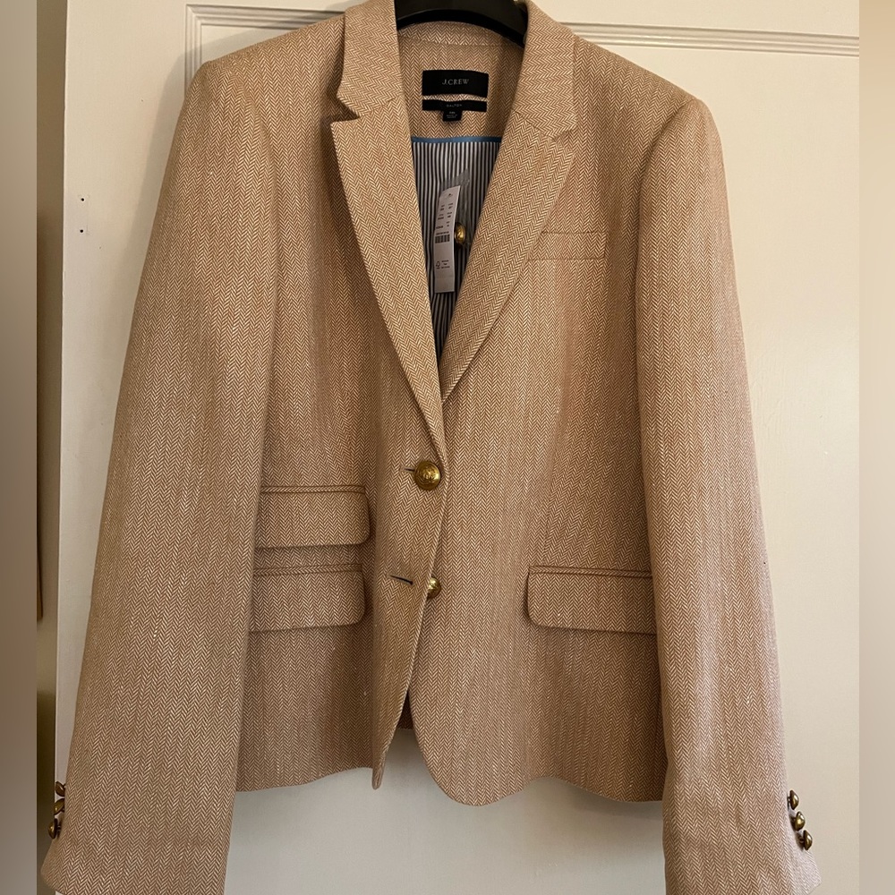 Dalton Blazer in Honey Herringbone Italian Cotton-Linen